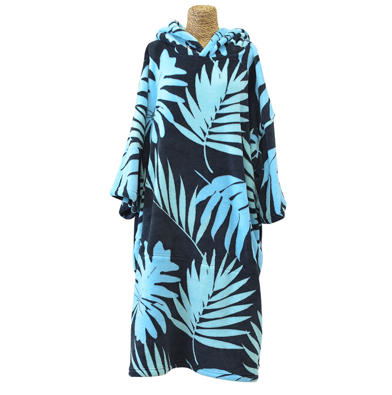 Changing towel blue leaves and black  microfibre adult size